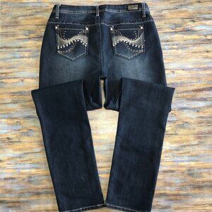 Earl Jeans Rhinestone Embellished Slim Leg Mid Rise Womens Size 10 (32x32)